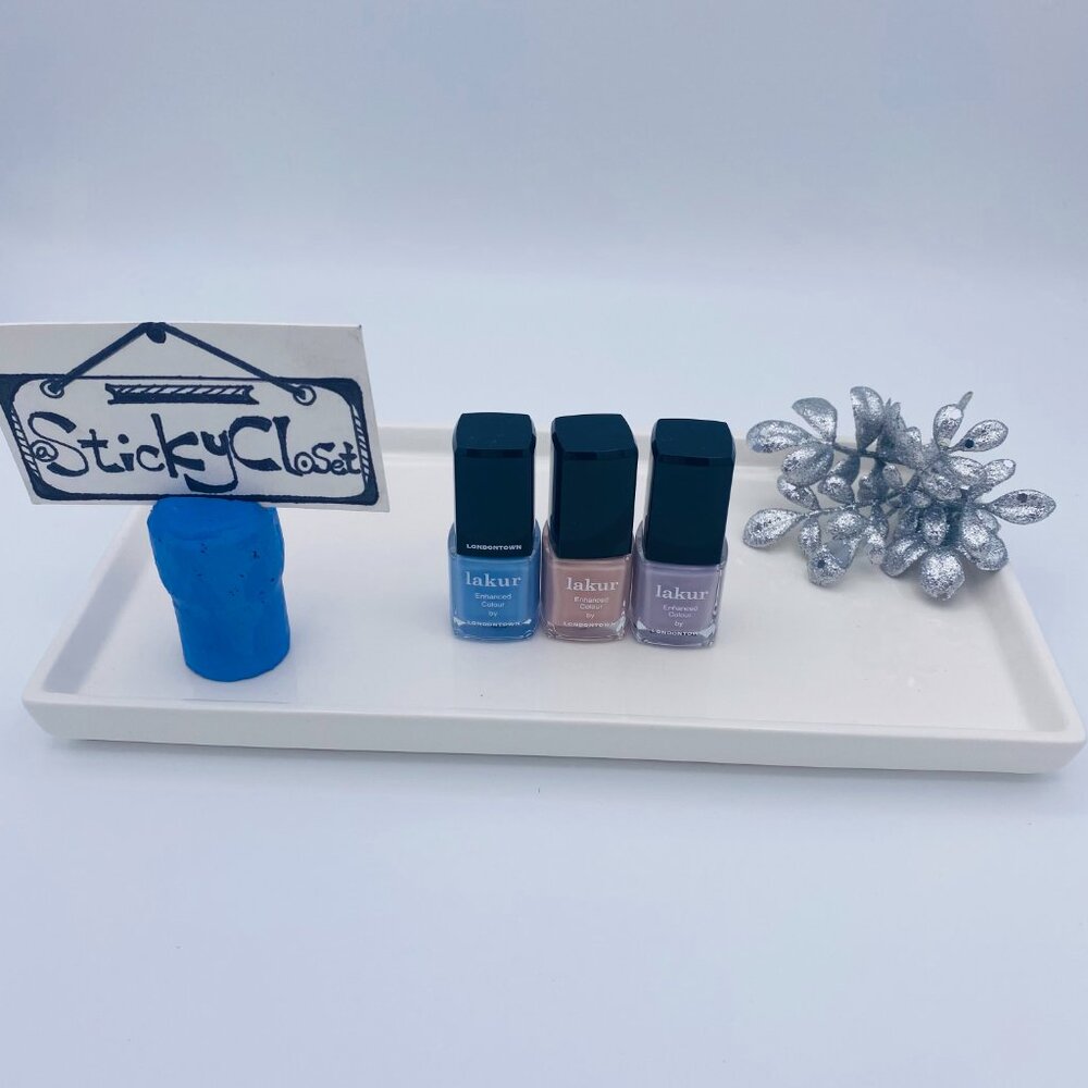 Londontown Lakur Enhanced Color Nail Polish Set-Amalfi,Uncover&Lavender-3pc-NEW